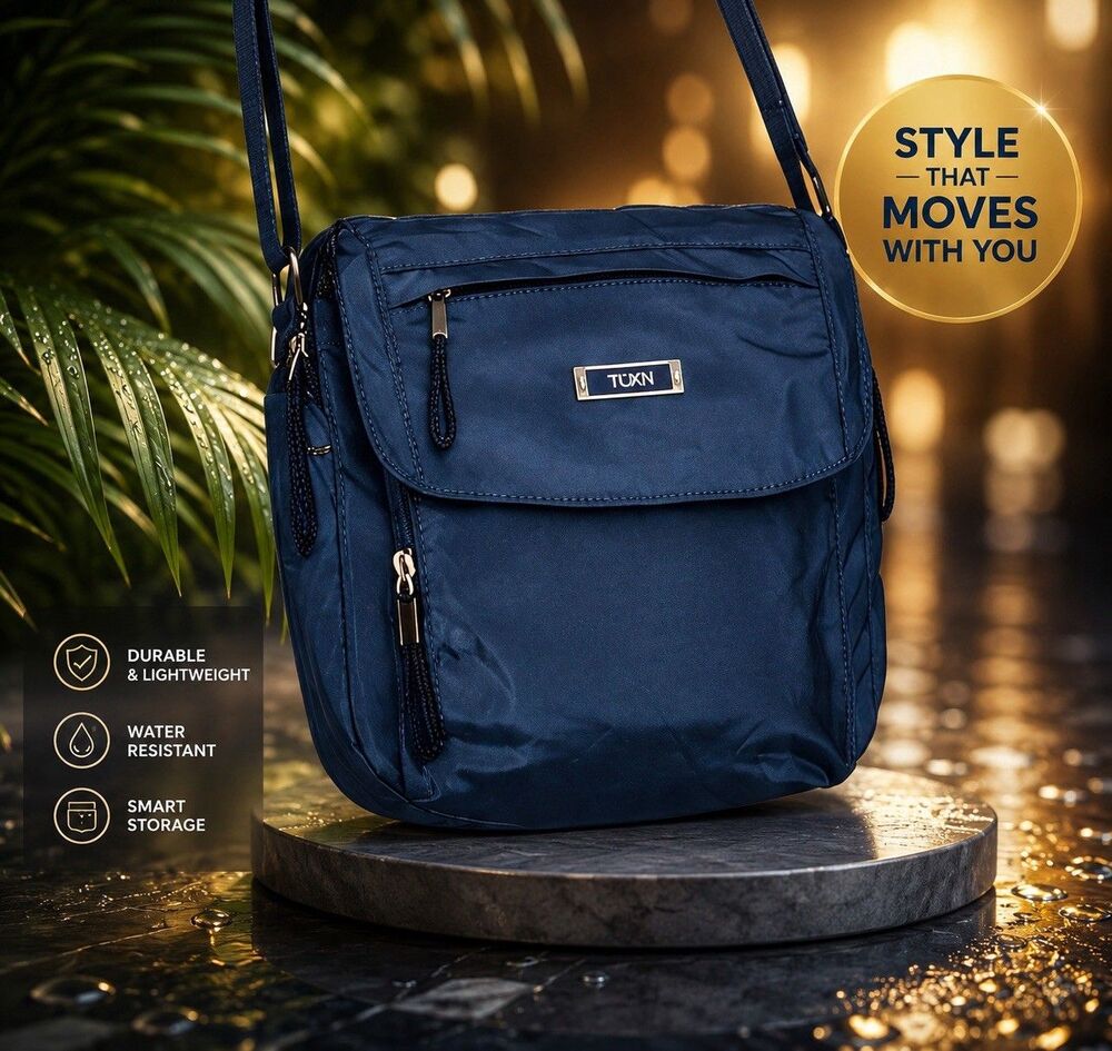TUMI Voyageur Lugano Blue Nylon Crossbody Messenger Travel Bag Purse